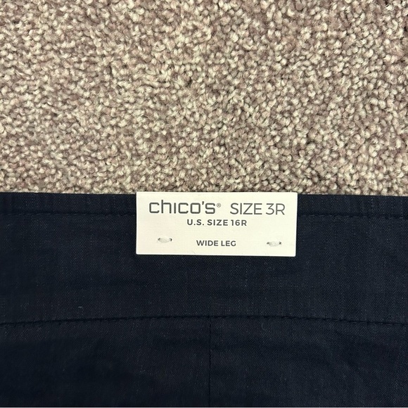 Chico's Women's Linen Wide Leg Pants Size 16 R Navy Pull On Stretch NWT $99 - Picture 15 of 16